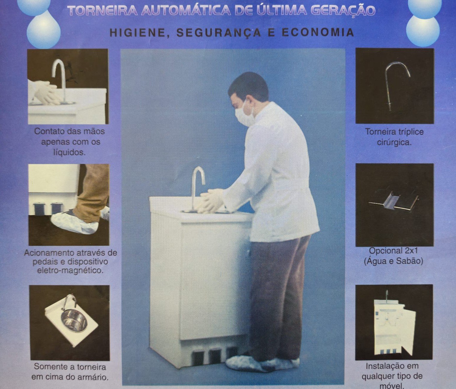 Cartaz da torneira automática criada por Luciano, primeiro invento da Santa Ângela.